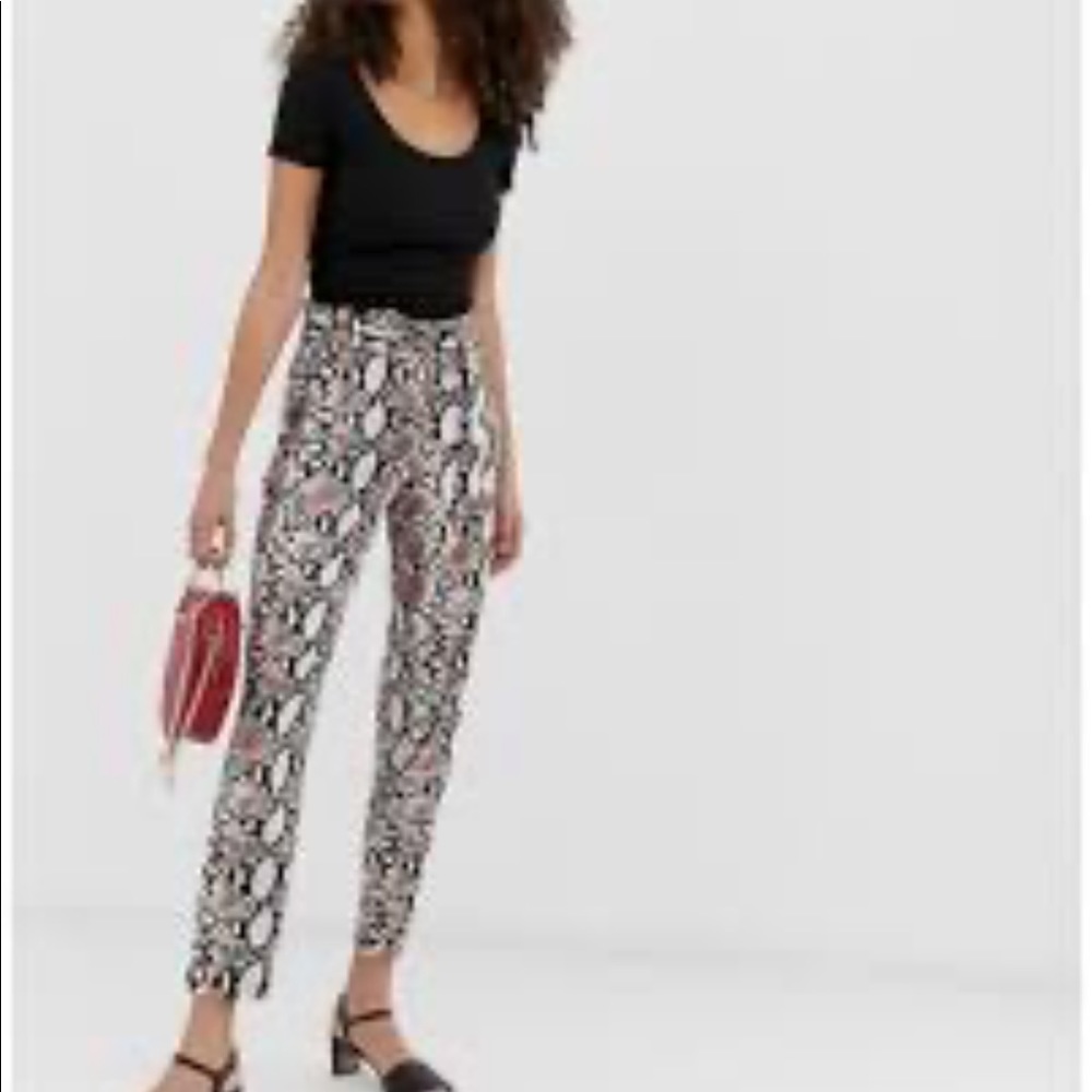 QED London snake print pants